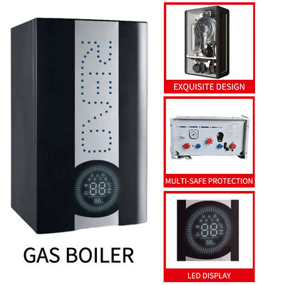 Black Case Gas Wall Hung Boiler 20Kw Metal Shell Tankless Hot Water Furnace